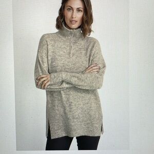 Culture alpaca blend long body grey zip neck Sweater